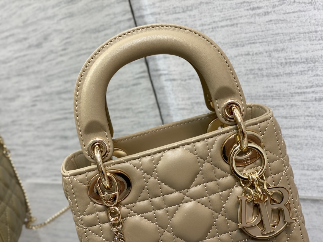 Mini Lady Dior Bag Warm Taupe Cannage Lambskin